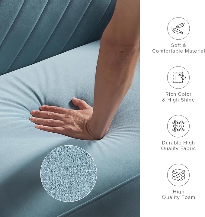 mopio 76.4" Futon Sofa Bed, Couch, Loveseat, Sleeper Sofa, Mid Century Modern Futon Couch, Sofa Cama, Couches for Living Room (Sky Blue Premium Velvet)