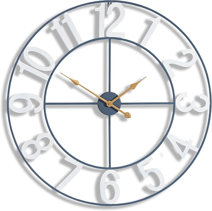 Sorbus 32-Inch Large Wall Clock – Decorative White Metal Clock with Gold Hands – Silent, Battery Operated, Modern Wall Decor for Living Room, Kitchen, or Office – Great Gift for Housewarming or Office