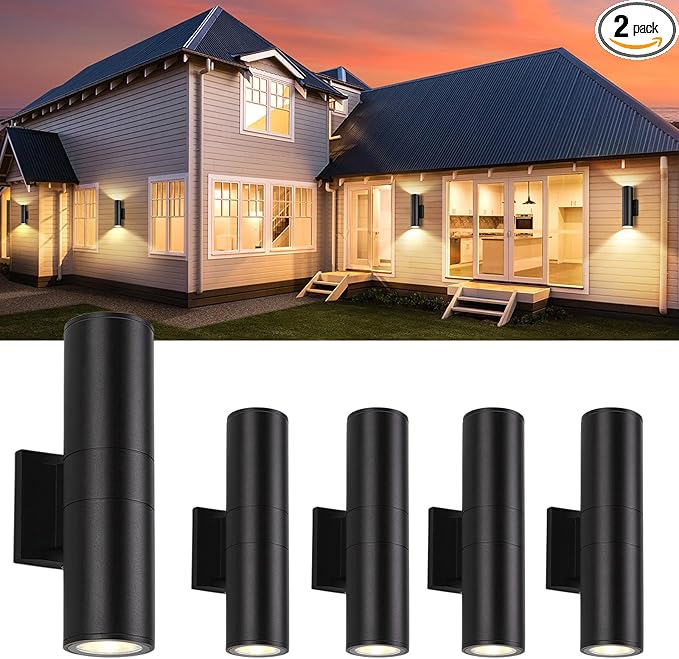 4 Pack 14inch LED Up & Down Wall Lights,18W E26 4000K Day White 1800LM Outdoor Wall Light Aluminum Body Waterproof IP65 led Porch Light for Wall Patio Garage Garden