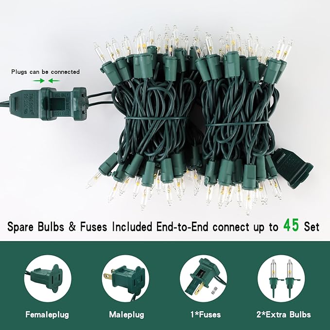 LED Christmas StringLights 20FT 100 Count, Mini Waterproof Christma String Lights, Warm White Mini LED Lights Plug in, Outdoor Christmas Lights for House, Tree Lights for Patio Garden Porch