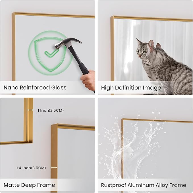 Wall Mirror 30" x 40" for Bathroom Modern Gold Deep Frame Mirror for Wall Decorative Horizontal or Vertical Wall Mounted Mirror for Bedroom Living Room Entryway Wall Decor