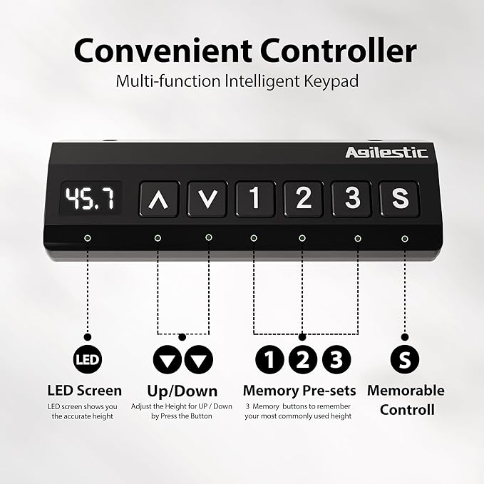 Agilestic L-Shaped Standing Desk Adjustable Height, Electric Corner Standing Desk, Sit Stand Up Desk, 75x61 inch Sit Stand Computer Table, Rustic Brown