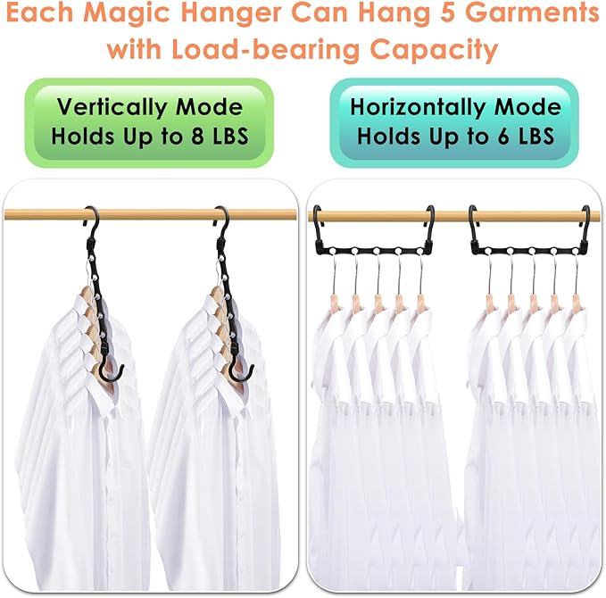 College Dorm Room Essentials, Closet Organizers and Storage, Magic Hangers Space Saving with 5 Holes for Wardrobe, Premium Smart Plastic Clothes Hanger, Organization Home Apartment Essentials, 24 Pack
