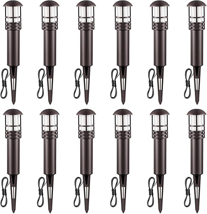 Outdoor Landscape Lights - Low Voltage Aluminum Construction, Waterproof 12V 3W 3000K Warm-Yellow Light (12-Pack)