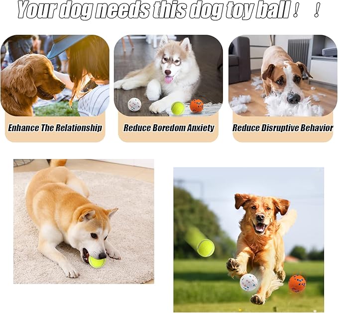 Dog Balls for Aggressive Chewers: Mini Tennis Balls for Dogs, Small Breed - Indestructible, Floating, Bouncy, Odourless, 2.5" (4 Pack)