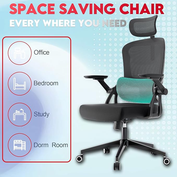 Ergonomic Office Chair - 400LB Comfy Desk Chairs with Adjustable Headrest and Lumbar Back Support, Mesh Computer Chairs with Wheels and Arms for Home Office, Study, Bedroom and Dorm (01black)