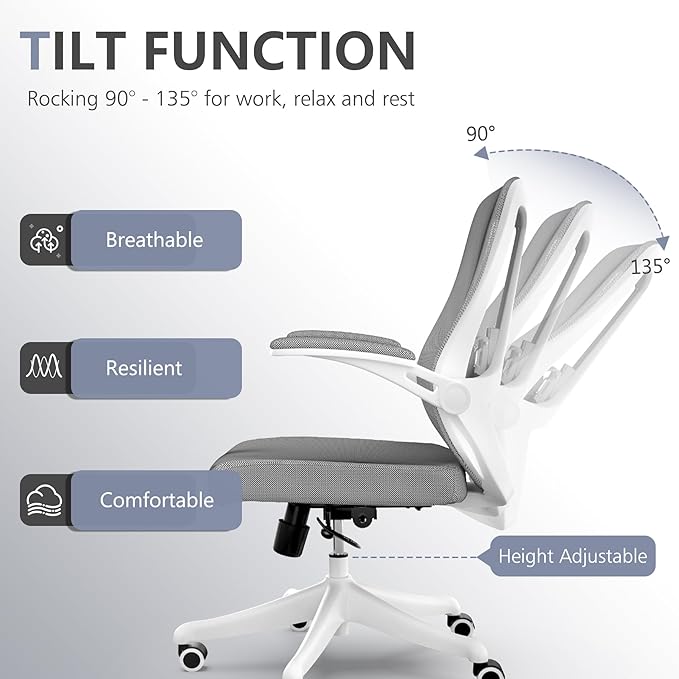 Mesh Office Computer Desk Managerial Executive Chair, Ergonomic High Back Comfy Swivel Gaming Home Chairs with Wheels, Comfortable Lumbar Support, Comfy Arms for Study,Home,Bedroom