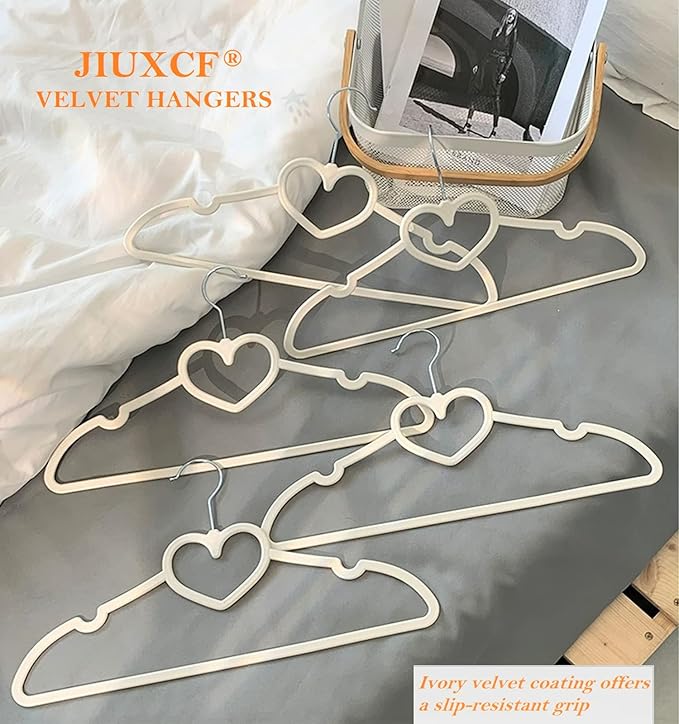 White Velvet Hangers 50 Pack, 16" Non Slip Adult Hangers, Slim Clothes Hanger with 360 Degree Swivel Hook - Durable & Cute