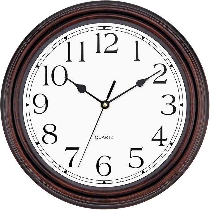 Foxtop 12 Inch Wall Clocks Battery Operated Silent Non-Ticking Classic Vintage Retro Wall Clock Decorative for Office Living Room Kitchen Home (Bronze)