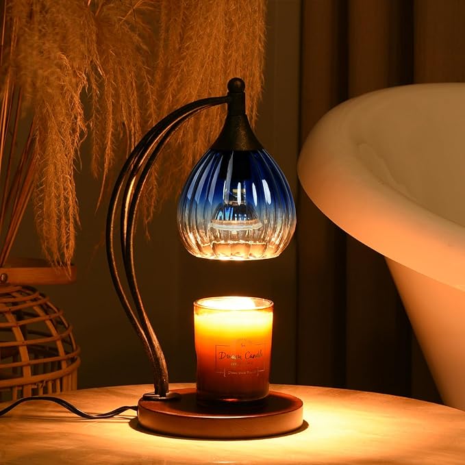 Candle Warmer Lamp with Timer Dimmer - Electric Candle Warmer Light Wax Warmer for Jar Candles - Candle Lamp Warmer Unique Gifts for Women Mom House Warming Gifts New Home Decor Sapphire Gradient