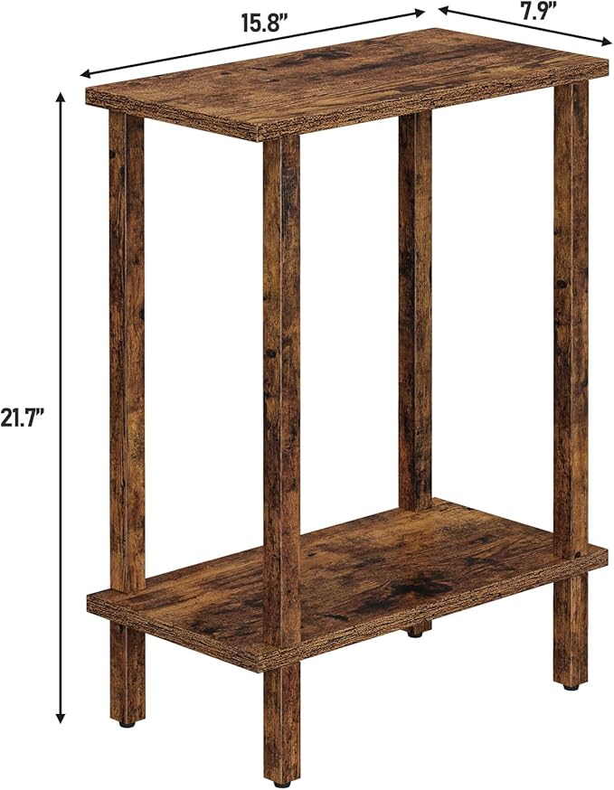 TUTOTAK Small Side Table, Narrow End Table, Skinny Sofa Table, Slim Nightstand, Couch Table, Living Room, Bed Room, Pure Brown TB01BB062C