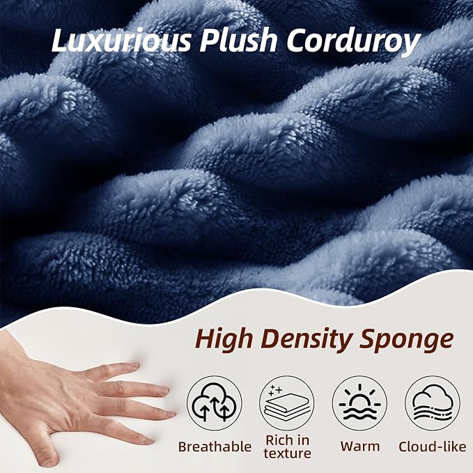 Modular Cloud Sectional Couch with L-Shape Chaise,Modern Upholstered Couches with Deep Seat,Corduroy Sponge Compressed Sofa for Living Room, Bedroom,No Assembly Required (Blue)