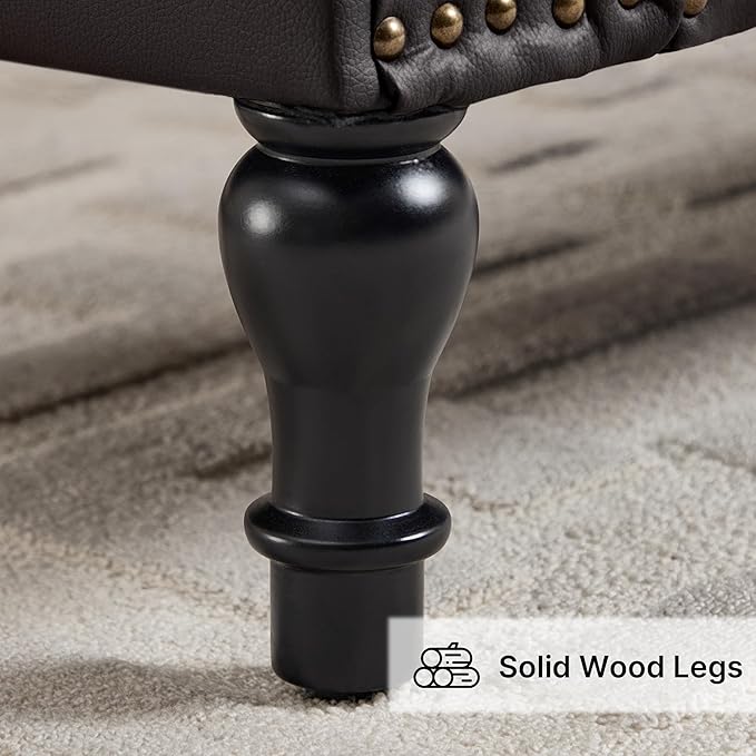 Storage Bench for Bedroom, 51" Upholstered End of Bed Bench, Faux Leather Queen Size Benches with Rolled Arms, Tufted Button Storage Long Ottoman, Living Room, Entryway, Coffee