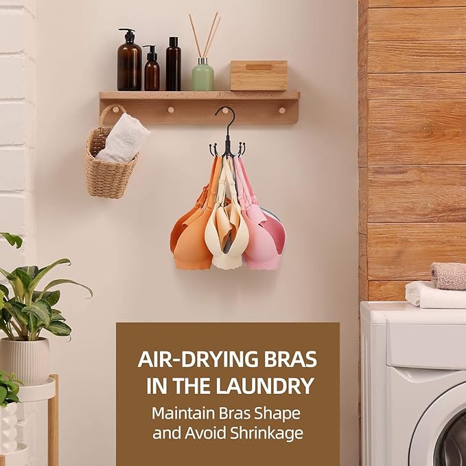 ZEDODIER Tank Top Hanger, Rotatable Bra Organzier for Closet, Max 24 Storage Capacity Sport Bras Holder, Metal Space Saving Closet Organizers and Storage, Black