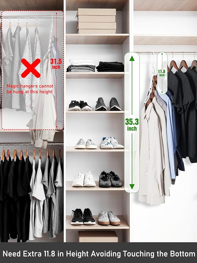 HOUSE DAY White Magic Plastic Hangers Space Saving Organizers and Storage Clothes Hanger Multi Hangers Sturdy Wardrobe Closet for Heavy Clothes, Dorm Room Bedroom Home RV Car Camper Essentials 20 Pack