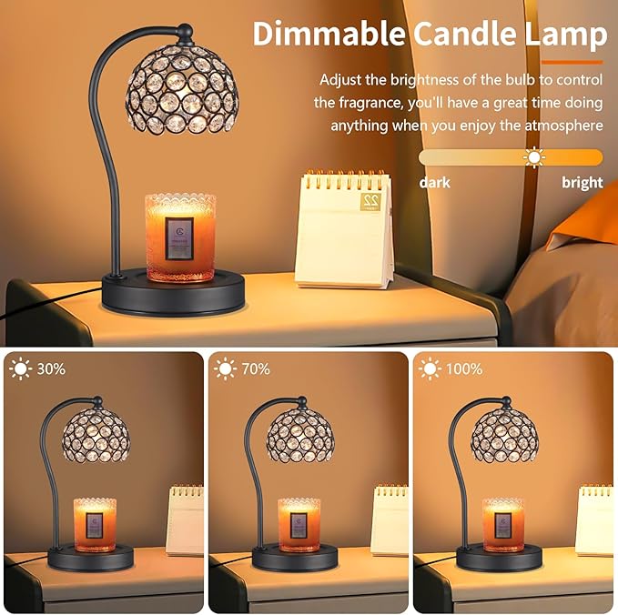 Dimmable Electric Candle Warmer Lamp with Timer Home Decor Wax Melts Warmer for Jar Scented Candles with 2 Bulbs Birthday Gifts for Women Mom Wife