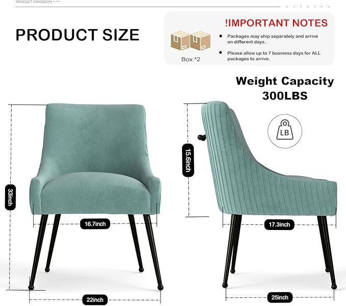 Velvet Dining Chairs Set of 4,Green Upholstered Living Room Chairs with Black Metal Legs, Modern Tufted Accent Chairs for Living Room, Study Room, Kitchen