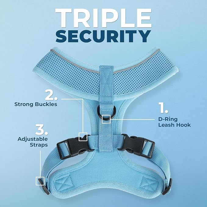 Best Pet Supplies Voyager Aerolite No Pull Mesh Dog Harness, Reflective Stitching, Breathable Harness, Adjustable for Walking, Training, Running, Heavy Duty and Durable, Baby Blue, XL