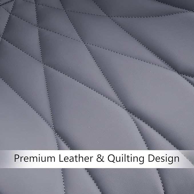 Rowill Dining Chairs Set of 2 Modern Kitchen Chairs with Soft Backrest, Sturdy Metal Legs & Non-Slip Pads, Suitable for Home Kitchen, Faux Leather Upholstered Seats for Dining Room, Gray Purple