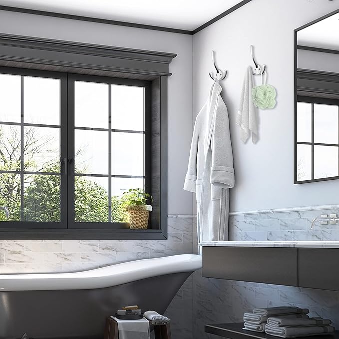 IBosins 18 Pack Big Heavy Duty Three Prongs Coat Hooks Wall Mounted with 36 Screws Wall Hooks Retro Double Utility Rustic Hooks for Coat, Backpack, Towel, Robe