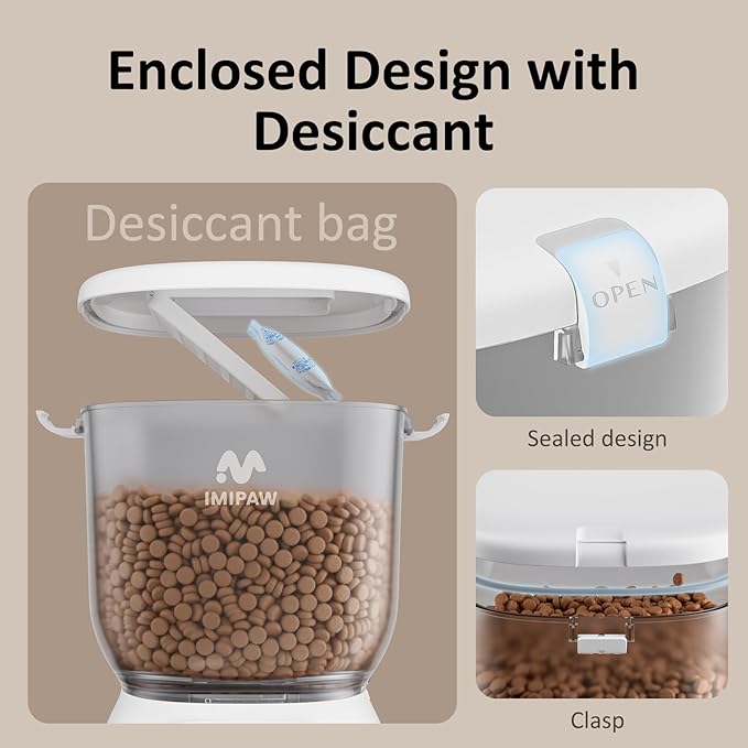 Automatic Cat Feeder: 4L Cat Food Dispenser Timed Precise Auto Feeder Programmable 1-6 Meals- Easy to Clean& Dual Power with Desiccant Bag Keeps Food Fresh- Reliable Pet Feeder for Cats
