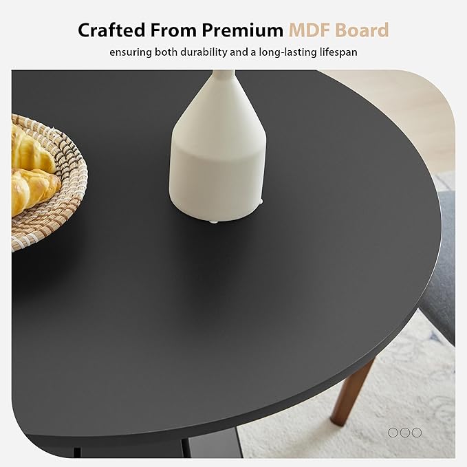 31.5 inch Small Round Dining Table, Modern Kitchen Table for 2 to 4 Person, Farmhouse Wood Circle Dining Room Tables with Pedestal Base, Space Saving Dinner Tables for Apartment, Small Space, Black