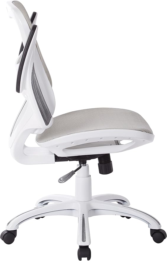 Office Star Ventilated Manager's Office Desk Chair with Breathable Mesh Seat and Back, White Base, White