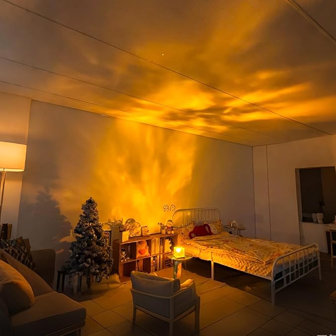 Ocean Wave Projection Lamp, 16 Color RGB Mood Light with Remote, 3D Water Ripple Night Light for Kids Room, Meditation, Yoga, Home Decor(2 Pcs)