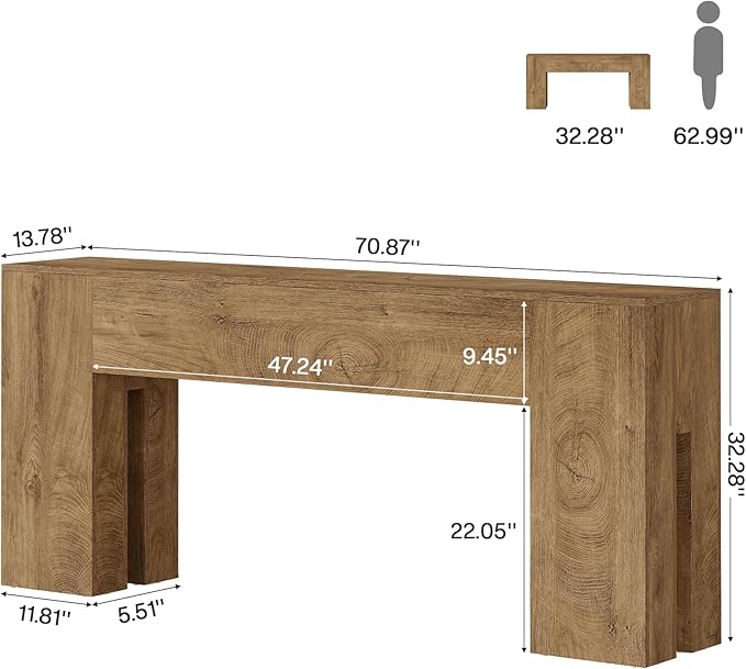 Tribesigns 71-Inch Long Console Table for Entryway, Farmhouse Sofa Console Behind Couch, Entry Table for Hallway, Foyer, Living Room, Burlywood