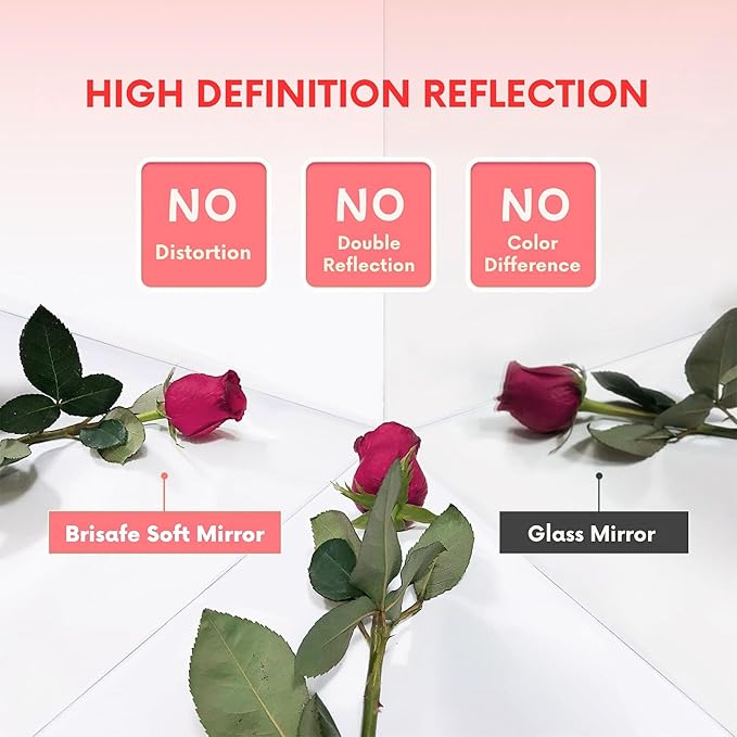 brisafe Home Gym Mirror 360° Swivel on Wheels, 75" X 47" Extra Large Full Body Rolling for Yoga, Nano Film Super Lightweight Unbreakable Full Length Mirror（White）