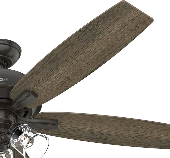 Hunter Fan 60 inch Traditional Noble Bronze Finish Indoor Ceiling Fan with LED Light Kit and Pull Chain (Renewed)