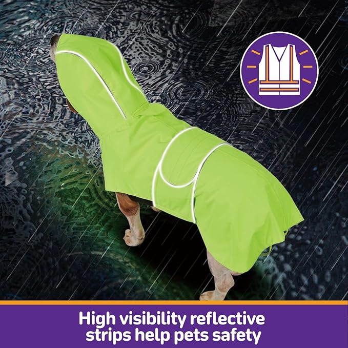 Dog Raincoat Reversible, Single Side Slicker Poncho Adjustable Waterproof Dog Rain Jacket with Leash Hole/Reflective Stripe Hooded Snowproof Windproof Clothes for Medium to 2X Large Dogs, XL