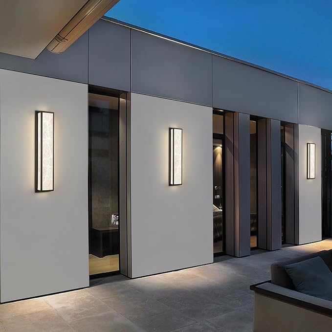 Outdoor Wall Light LED 32W, Modern Exterior Wall Sconce with Resin Shade - 32.8in Rectangle Waterproof Porch Lighting Fixture IP65 for Garage,Front Door,Patio