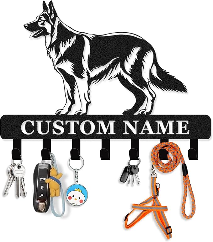 Personalized Dog Leash Holder for Wall - Custom Metal Wall Mount, Dog Leash Hooks, Coat Rack Key Organizer for Entryway