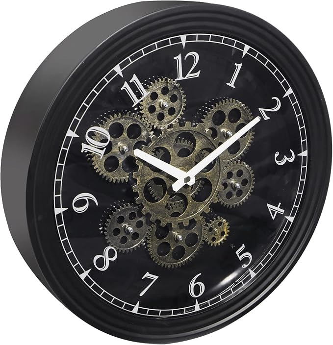 CLXEAST 15 Inch Real Moving Gear Wall Clock, Vintage Industrial Steampunk Metal Wall Clocks for Living Room Decor,Kitchen, Home Office,House Warming Gifts New Home