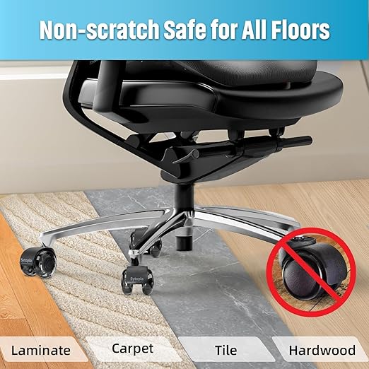 Sytopia Chair Wheels Replacement, Heavy Duty Office Chair Wheels for Hardwood Floors and Carpet, Replaces Mat Rubber Office Casters Universal Accessories Set of 5 Black