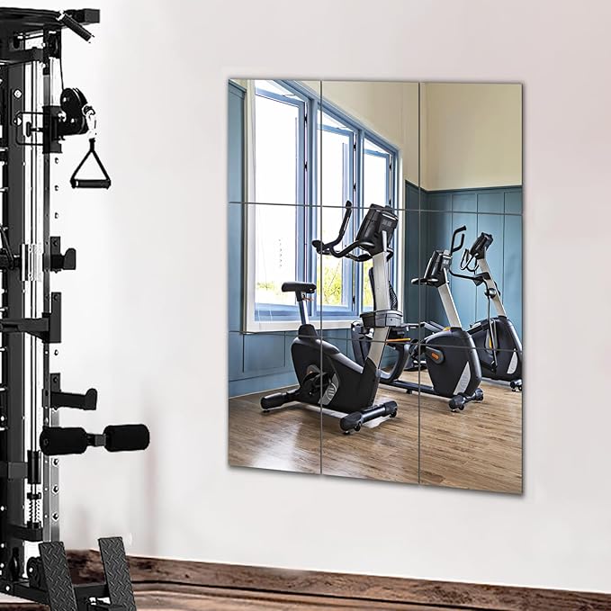 3 PCS Wall Mirror Tiles, Upgrade Shatterproof Self-Adhesive Full Length Mirror for Bedroom, Bathroom, Home Gym - Frameless Acrylic Tiles for Home Decor 17.8'' x 12''