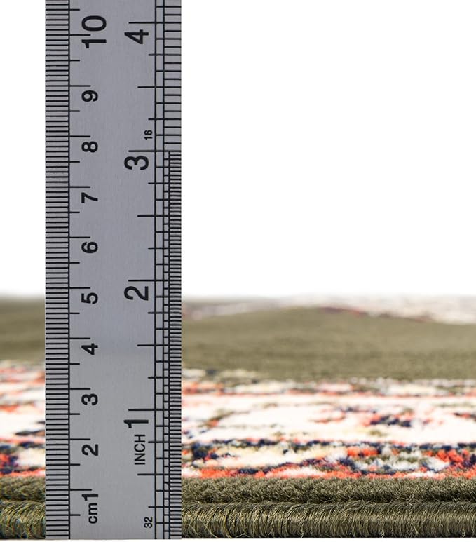 Unique Loom Reza Collection Traditional Persian Style Area Rug, 4 x 6 ft, Olive/Ivory