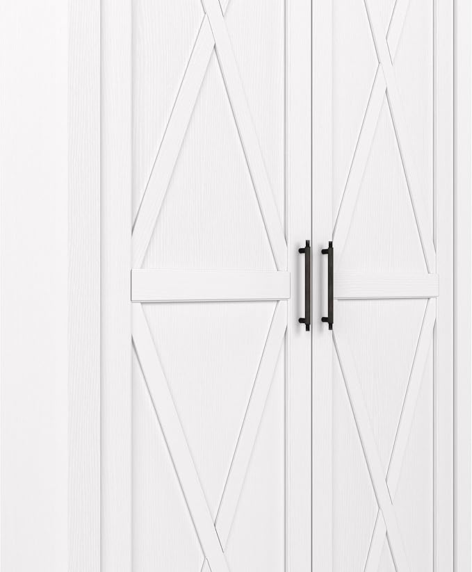 Bush Furniture Key West Tall Storage Cabinet with Doors and Shelves in Pure White Oak, 2 Door Organizer for Home Office, Living Room, Entryway