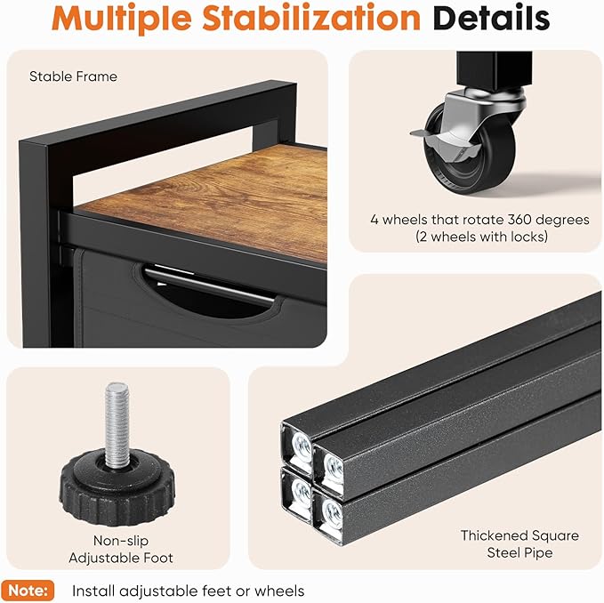 Sweetcrispy Laundry Hamper with 3 Pull-Out Removable Sorter Bags, Movable Wheels, Freestanding Clothes Basket Organizer in Bathroom, 3 × 10.6 Gal (120L) Capacity, Rustic Brown and Black