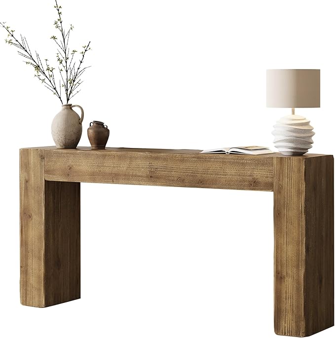 Tribesigns 63-Inch Solid Wood Console Sofa Table, Farmhouse Long Entryway Table Behind Couch for Living Room, Entrance, Hallway, Foyer, Easy Assembly