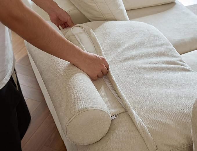 Cloud Couches for Living Room, 108” Boneless Couches Oversized Modular Sectional Sofas, No Assembly, Adjustable Backrest, Comfy Deep Seats, 3-Seater, Beige