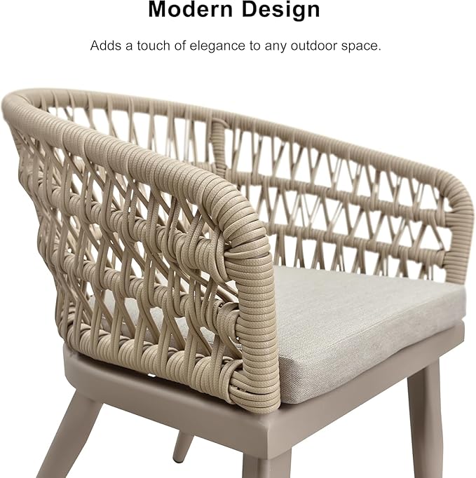 PURPLE LEAF 7 Pieces Outdoor Dining Set All-Weather PE Rattan Outdoor Patio Rurniture Set with All Aluminum Frame Rectangular Table and Chairs Set for Lawn Garden Backyard Deck, Champagne