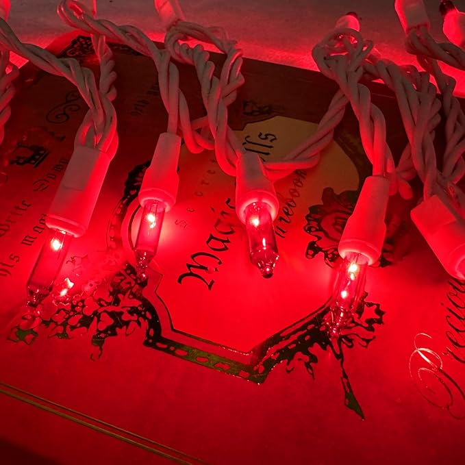 Christmas Lights 100 Count Red Christmas Tree String Lights with White Wire for Outdoor Indoor Christmas Decorations Wedding Decorations Valentines Day Decor,UL Certified (21feet)