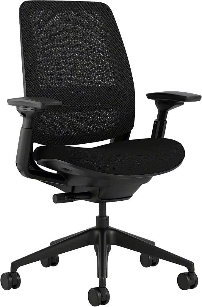 Steelcase Series 2 Office Chair - Ergonomic Work Chair with Wheels for Hard Flooring - with Back Support, Weight-Activated Adjustment & Arm Support - Adjustable Rolling Chairs for Desk - Licorice