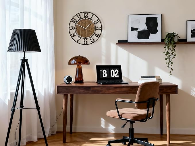 Large Wall Clocks, 16" Black Decorative Wall Clock for Living Room by Battery Operated, Oversized Farmhouse Silent Walls Clock with Metal Arabic Number for Office, Classroom, Bedroom