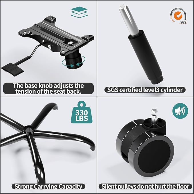 TRALT Office Chair - Ergonomic Desk Chair with Adjustable Lumbar Support, Mesh Computer Chair, Executive Chair for Home Office Comfortable Lumbar Support (Fog Gray)