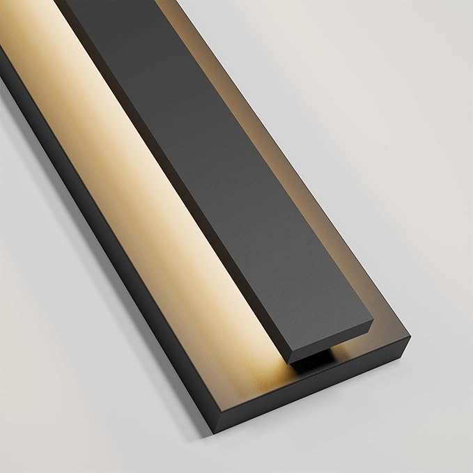 LamQee 31.5 Inch Long Outdoor Wall Lights Modern Exterior Lighting Fixtures, 3000K 24W LED Linear Outdoor Wall Sconce, Contemporary Matte Black Outside Wall Mount Lights for House Garage Porch Patio