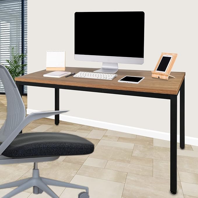 Boardest Modern Simple Computer Desk, 48 inch Vintage Office Desk Computer Table, Study Writing Study Desk Workstation for Home Office, Walnut and Black(48x24 Inches,)