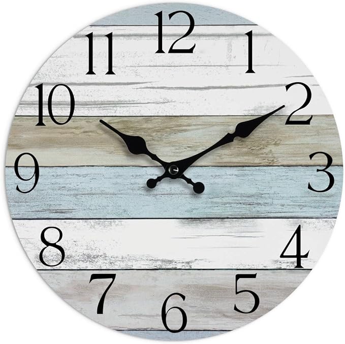 HYLANDA Wall Clock, 16 Inch Silent Non Ticking Wall Clocks Battery Operated, Rustic Clocks Decorative for Living Room, Kitchen, Bathroom, Bedroom